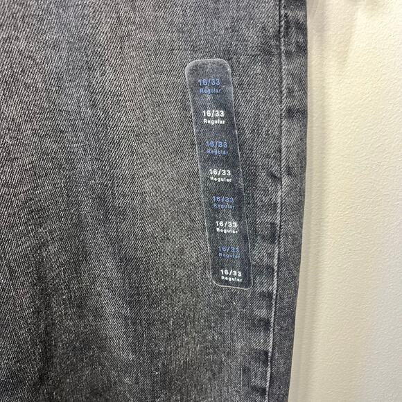 GAP NWT Jeans High Rise Straight Black Denim Raw Hem Slim Comfy Stretch 16/33 - Picture 2 of 7